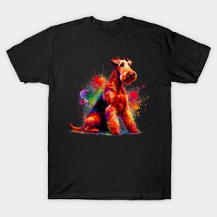 Artistic Irish Terrier in Colorful Splash Paint Style T-Shirt